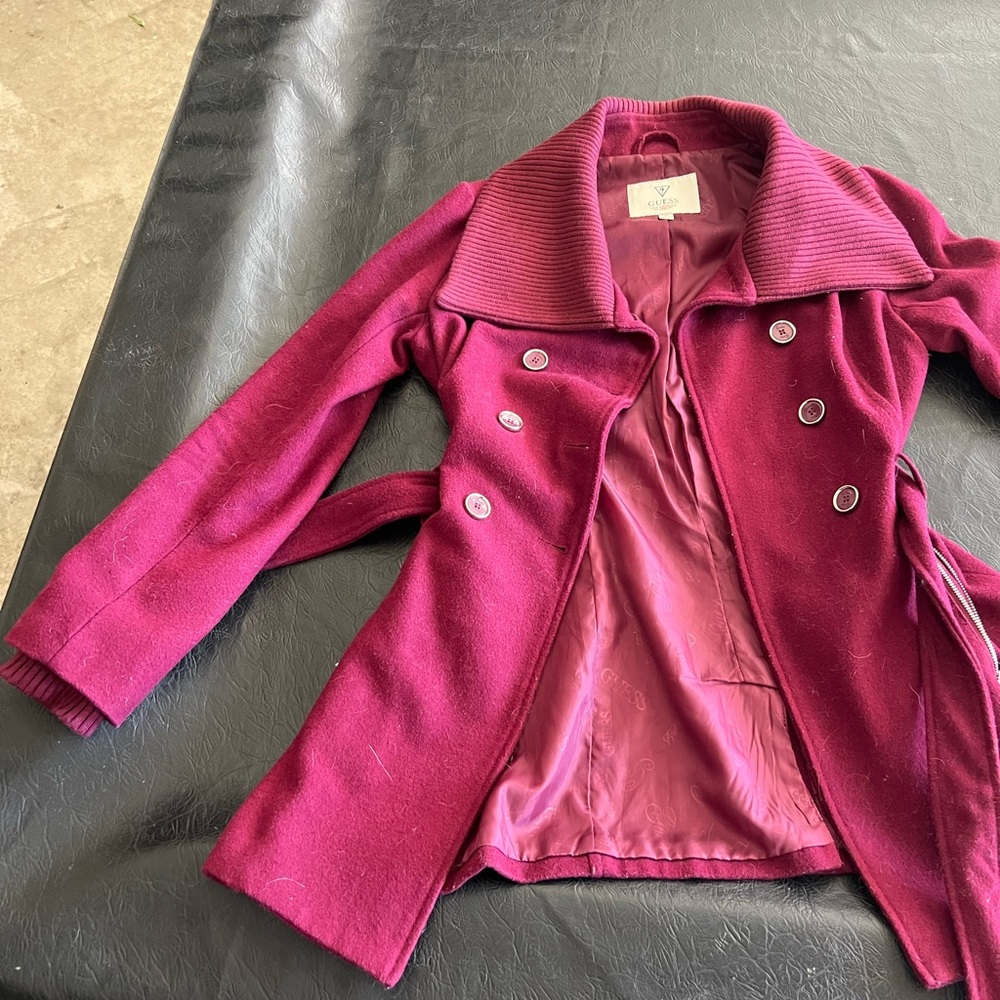 Guess Fuchsia Double-Breasted Jacket